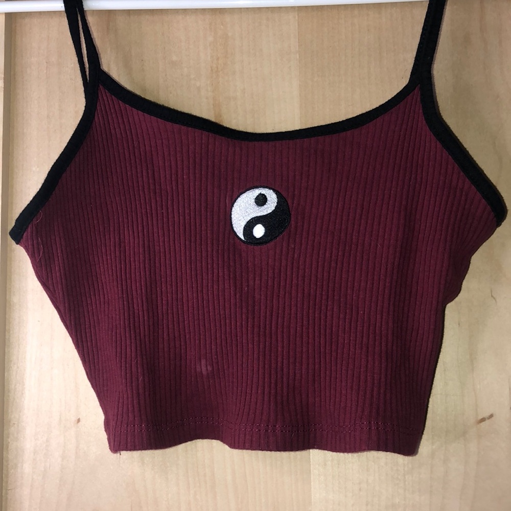 Extra small SHEIN maroon yin yang cami top